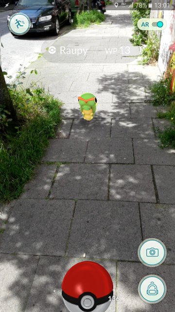 Pokémon GO Augmented Reality Ansicht